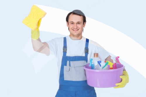 Professional gutter cleaning service at work