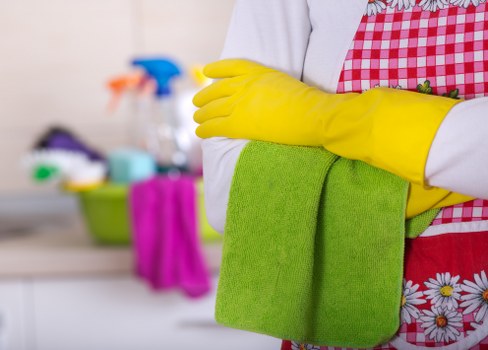 Team utilizing eco-friendly cleaning products